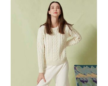 Merino damestrui met kabels breien - Lang Yarns breipakket | hobbygigant.nl