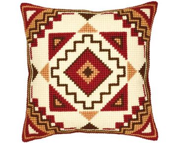 Borduurkussen geometrisch rood - Vervaco borduurpakket | hobbygigant.nl