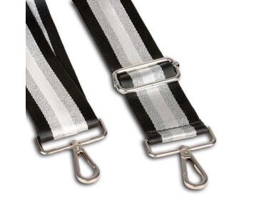Verstelbare schouderband gestreept met musketonhaken - 40 x 135 cm zwart zilver gestreept | hobbygigant.nl