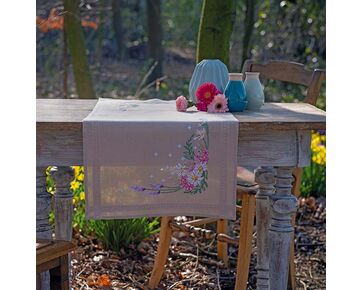 Tafelloper Lentebloemen - Vervaco voorbedrukt borduurpakket | hobbygigant.nl