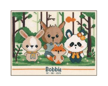 Geboortetegel Panda en Vriendjes - Vervaco borduurpakket | hobbygigant.nl