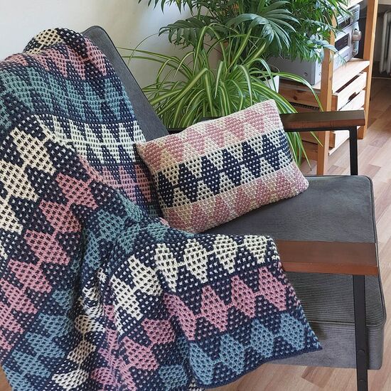Mozaïek deken en kussen Wieber breien - Hobby Gigant breipakket | hobbygigant.nl