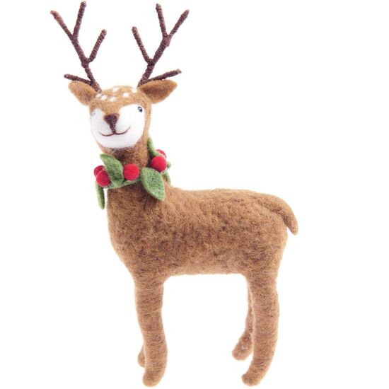 Vilten hert met hulstkrans bruin - Rico Design | hobbygigant.nl