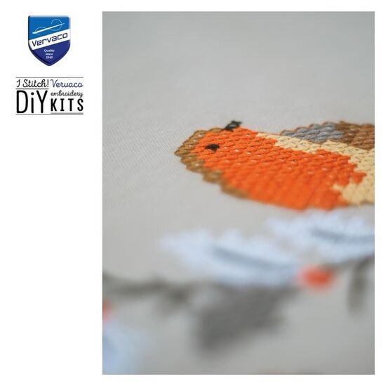 Tafelkleed roodborstjes borduren - Vervaco borduurpakket | hobbygigant.nl