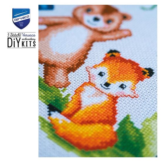 Geboortetegel diertjes borduren - Vervaco borduurpakket | hobbygigant.nl