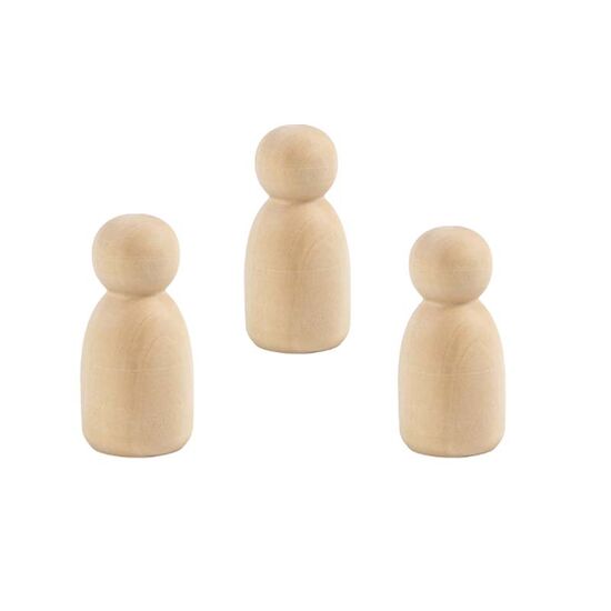 Houten poppetjes 8 cm - 3 stuks | hobbygigant.nl