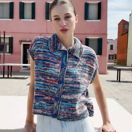 Mouwloos damesvest Jule breien - Lang Yarns breipakket | hobbygigant.nl