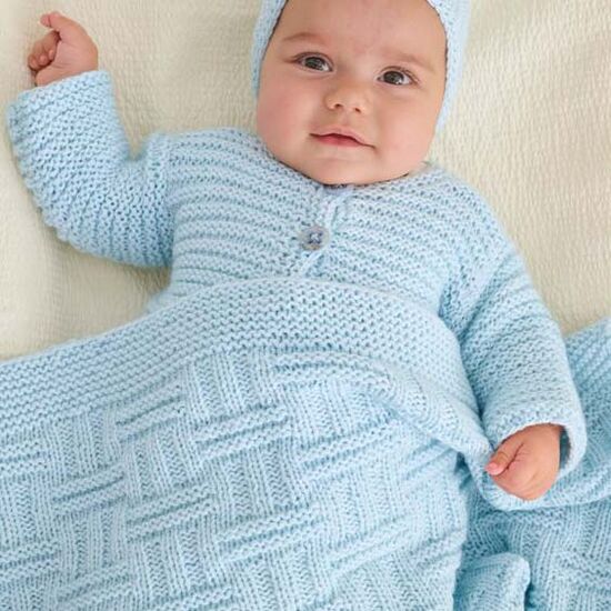 Babydekentje met  weefmotief breien - Lana Grossa breipakket, 2 image