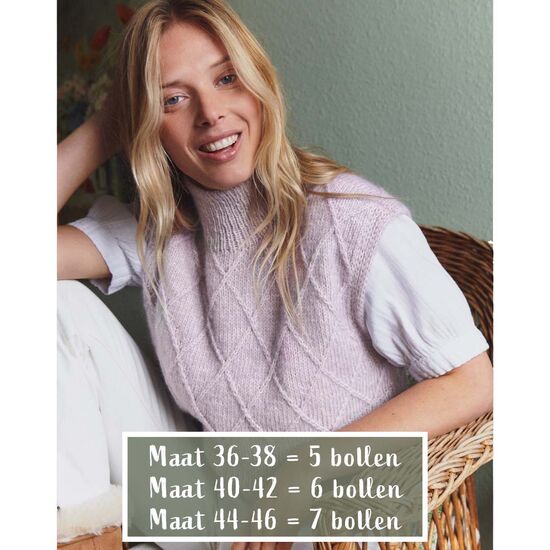 Spencer met ruitpatroon breien - Lana Grossa Natural Alpaca Pelo breipatroon