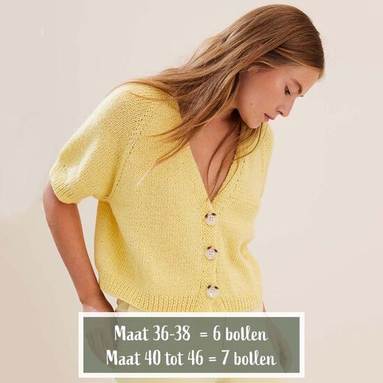 Damesvest met korte mouwen breien - Lana Grossa breipatroon