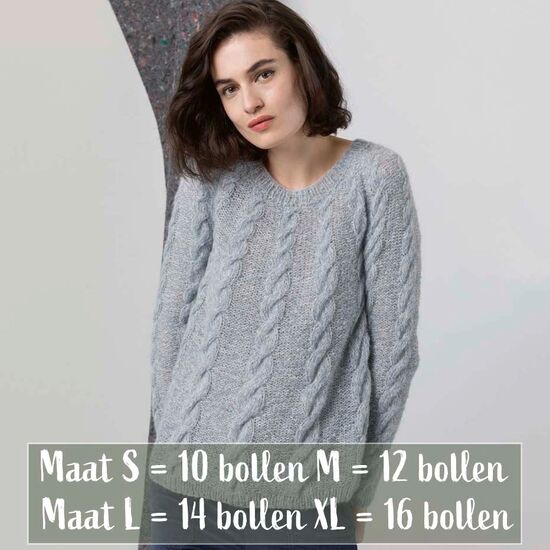 Damestrui met kabels - Lang Yarns Alpaca Superlight breipatroon