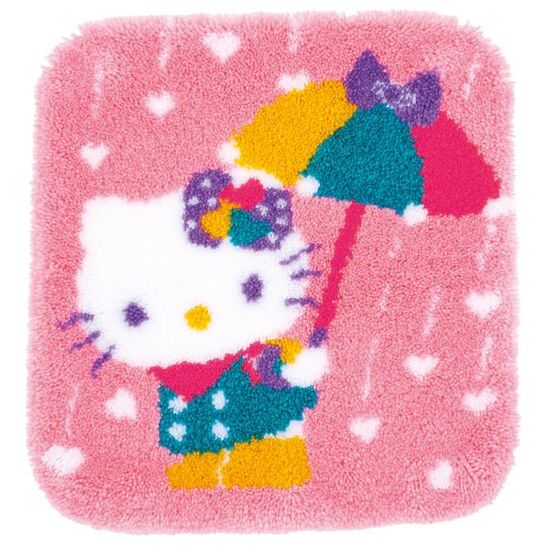Hello Kitty met hartjes regen knoopkleed - Vervaco knooppakket