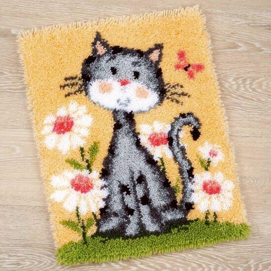 Poes met bloemen knoopkleed - Vervaco knooppakket