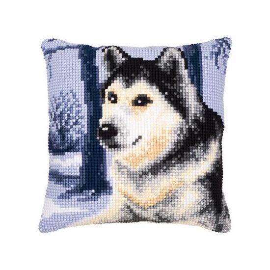Husky borduurkussen - Vervaco borduurpakket