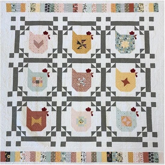 Quilt deken Chicken Scratch naaien - Quilt pakket kippen
