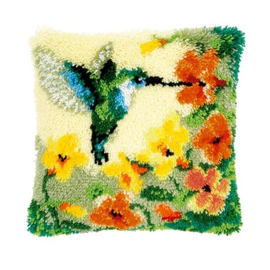 Kolibrie met bloemen knoopkussen - Vervaco knooppakket