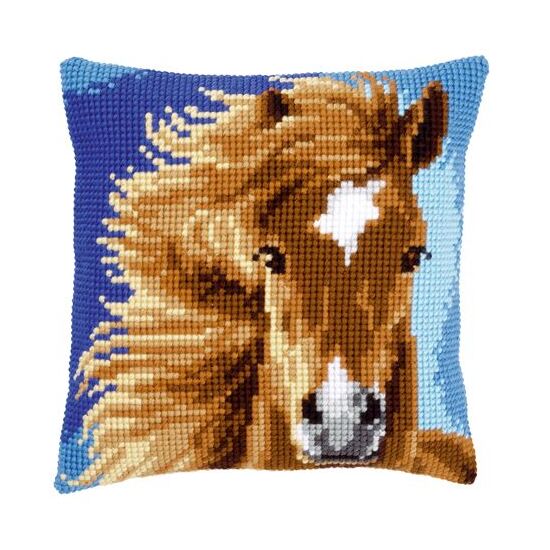 Bruin Paard borduurkussen - Kussenpakket Vervaco | HobbyGigant