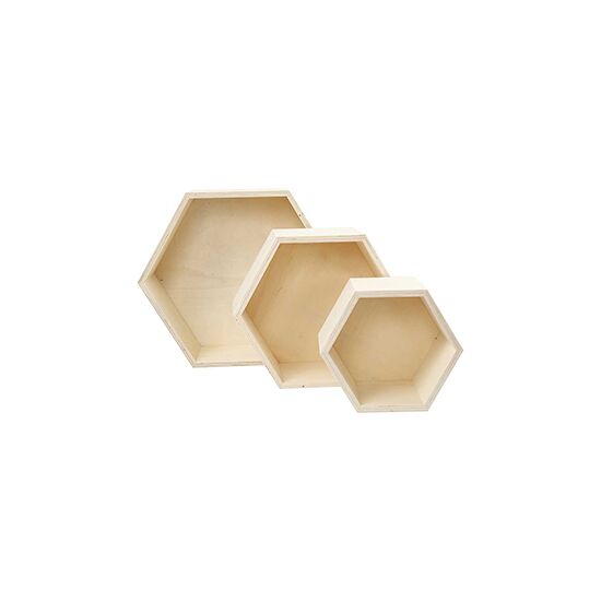 Houten wandkastjes, zeshoek