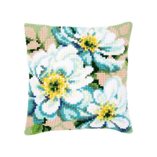 Japanse anemonen II borduurkussen - Vervaco borduurpakket | HobbyGigant