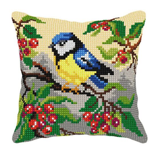 Pimpelmees borduurkussen - borduurpakket Orchidea | HobbyGigant