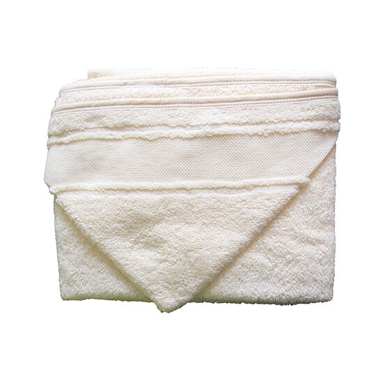 Badcape ivoor met borduurrand