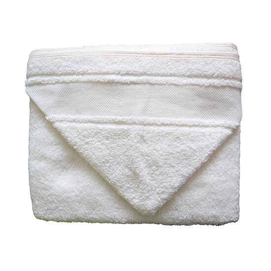 Badcape gebroken wit met borduurrand