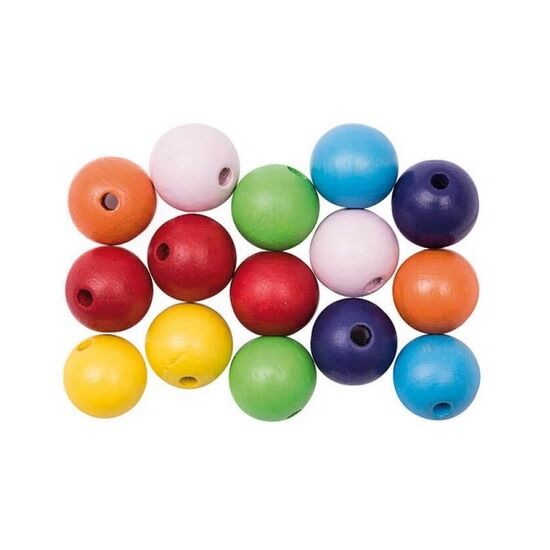 Houten kralen mix regenboog 12 mm 15 stuks - Rico Design