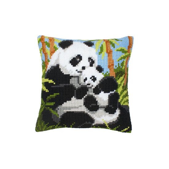 Panda familie borduurkussen - Vervaco borduurpakket | HobbyGigant