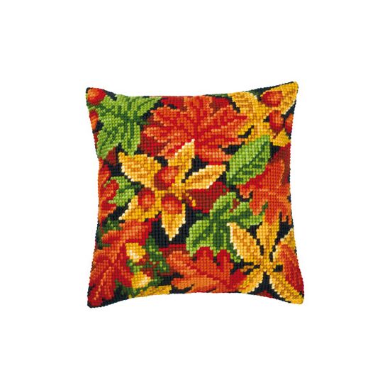 Herfstbladeren met eikels borduurkussen - Vervaco borduurpakket | HobbyGigant