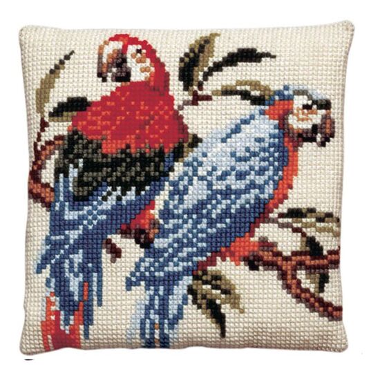 Papegaaien borduurkussen - PAKO borduurpakket | HobbyGigant