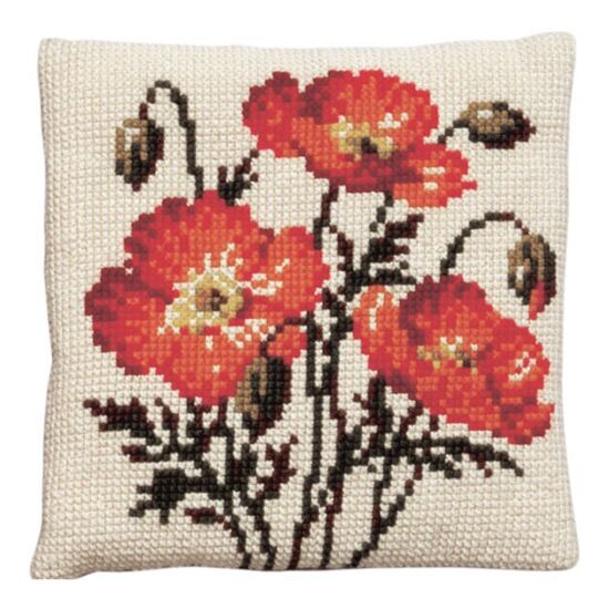 Papavers borduurkussen - PAKO borduurpakket | HobbyGigant