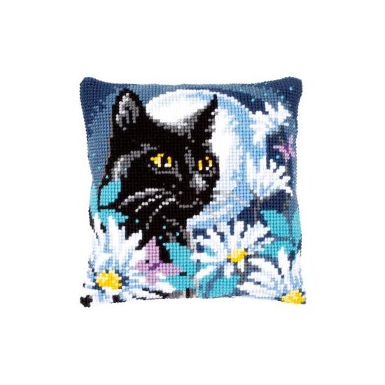 Poes in de nacht - Vervaco borduurkussen borduurpakket | HobbyGigant