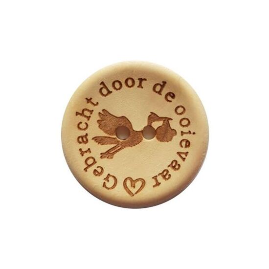 Durable - Houten knopen - 30 mm - Gebracht door de ooievaar - 2 stuks