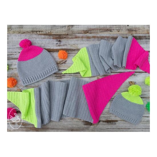 neon dipped sjaal en muts