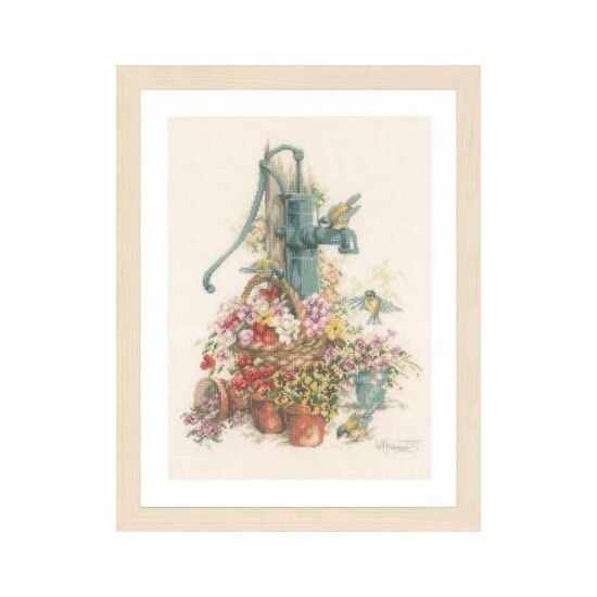 Aan de waterpomp borduurpakket - LanArte telpatroon - HobbyGigant