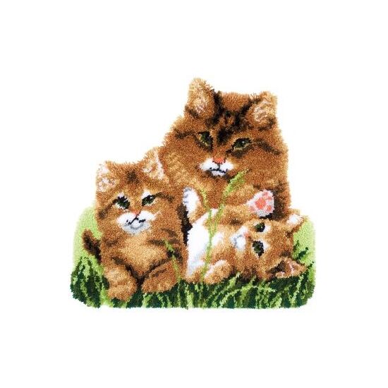 Kattenfamilie knoopvormtapijt - Vervaco Knooppakket-HobbyGigant