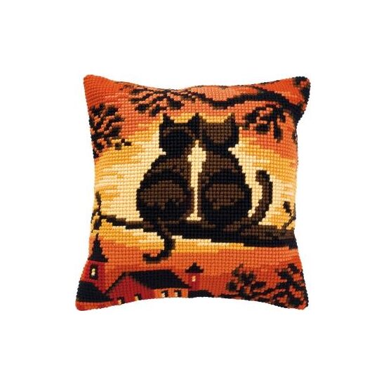 2 Poezen op tak borduurkussen - Vervaco borduurpakket-HobbyGigant