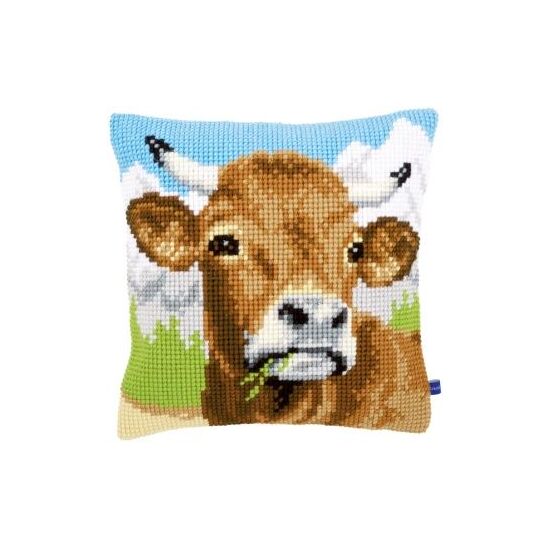 Grazende koe borduurkussen - Vervaco borduurpakket-HobbyGigant