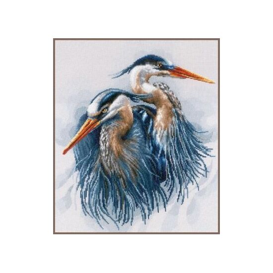 Grote blauwe reigers borduurpakket - LanArte telpatroon-HobbyGigant