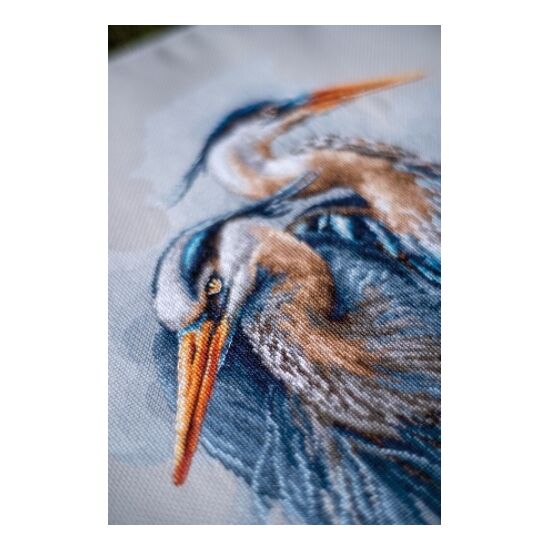 Grote blauwe reigers borduurpakket - LanArte telpatroon-HobbyGigant