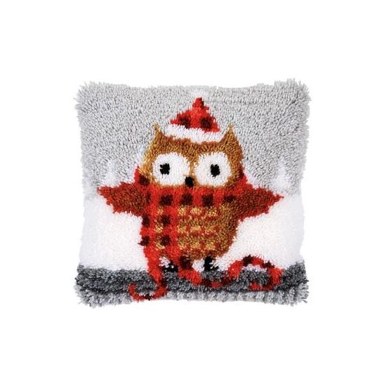 Kerstuil met muts knoopkussen - Vervaco knooppakket-HobbyGigant