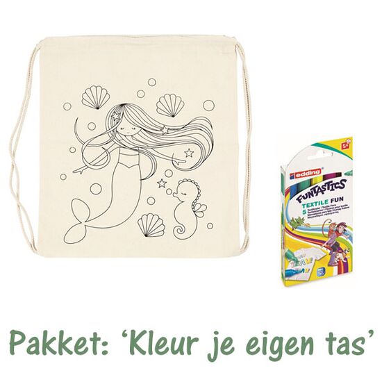 Knutselpakket 'Kleur je eigen tas' - Rugzakje Zeemeermin