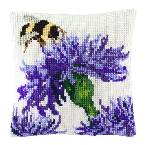 Bloemen met hommel borduurkussen - Pako borduurpakket | HobbyGigant
