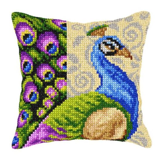 Pauw borduurkussen - borduurpakket Orchidea | HobbyGigant