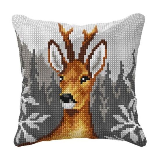 Hertenkop borduurkussen - borduurpakket Orchidea | HobbyGigant