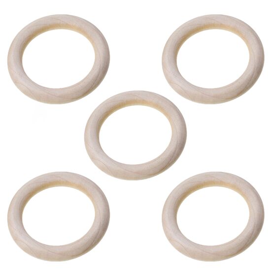 Houten bijtring 70 mm - 5 stuks | Blanco houten ring | hobbygigant.nl