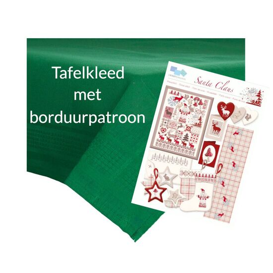 Tafelkleed kerst borduren groen - Met  borduurpatroon | hobbygigant.nl