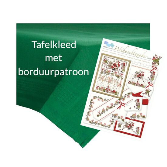 Tafelkleed kerst borduren groen - Met  borduurpatroon | hobbygigant.nl