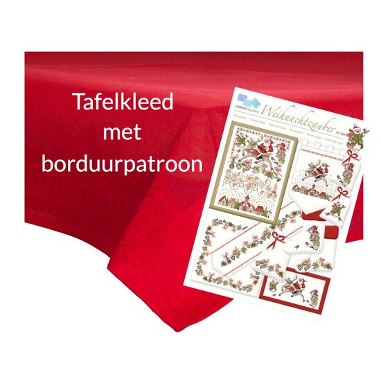 Tafelkleed kerst borduren rood - Met borduurpatroon | hobbygigant.nl