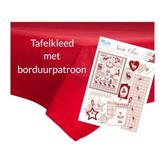 Tafelkleed kerst borduren rood - Met borduurpatroon | hobbygigant.nl